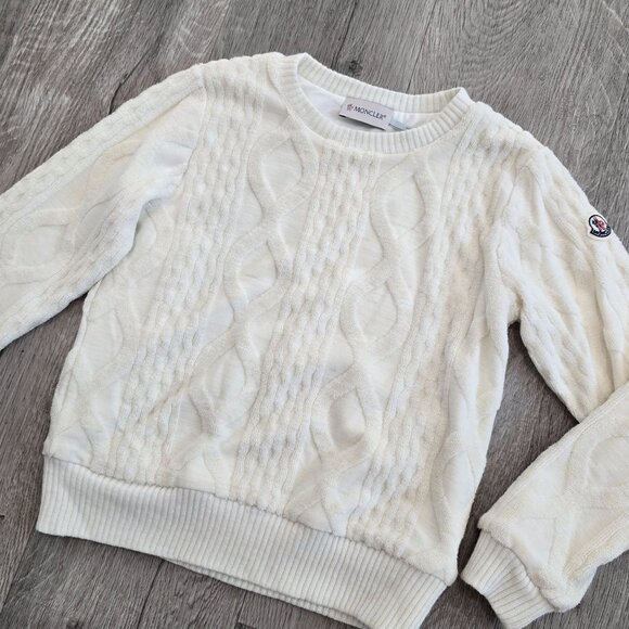 Moncler Kids Cable Knit Sweater Size 8 Anni 130cm White Cotton & Wool winter - Picture 13 of 14